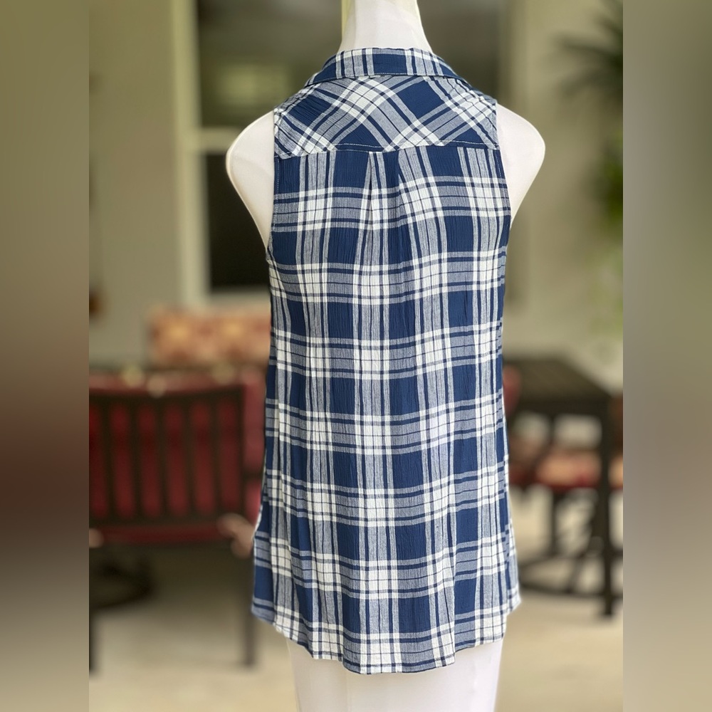 Max Jeans Blue Sleeveless Button Shirt Medisum M - Picture 4 of 9